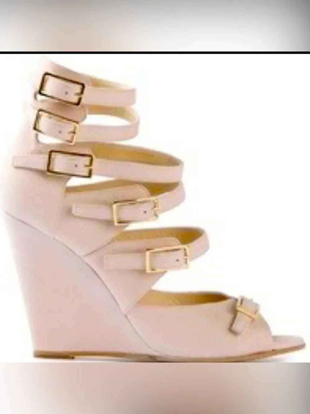 Chloé Buckled Wedge Pink Suede Sandals US 10/ EU 40